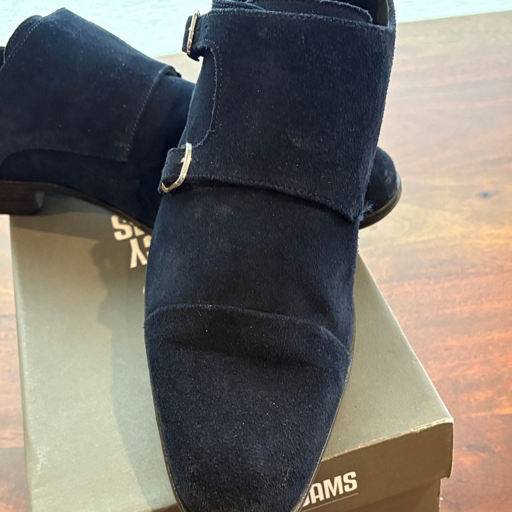 Stacy Adams Men's Navy Suede Oxfords - Picture 2 of 8